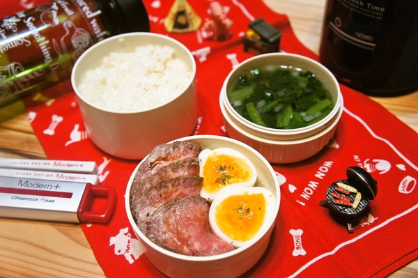 「ローストビーフ＆ホウレン草のスープ弁当」de長男のランチ