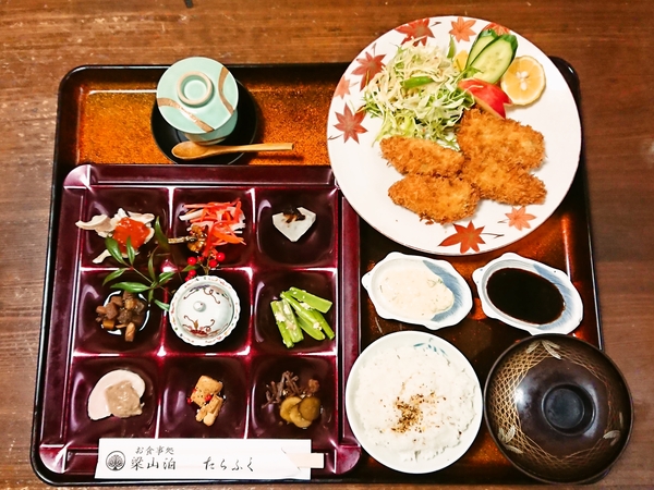 梁山泊たらふく＠京都・福知山の舞鶴産カキフライ定食