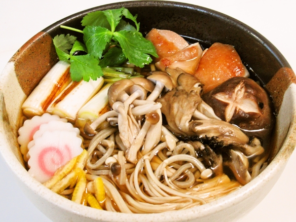 鶏の照り焼きと焼ききのこの南蛮そば