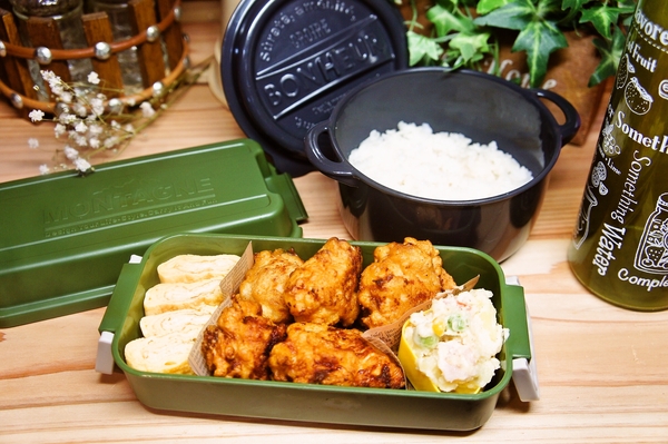 鶏胸肉の唐揚げ＆ポテトサラダ弁当de長男のランチ