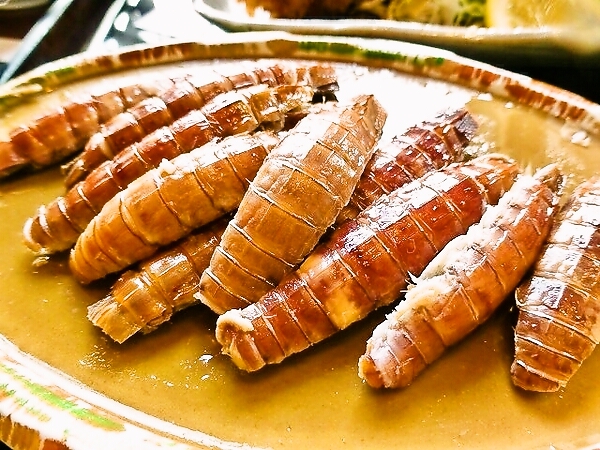 シャコさんを食べやすく切って・・・小さくなっちゃった～～