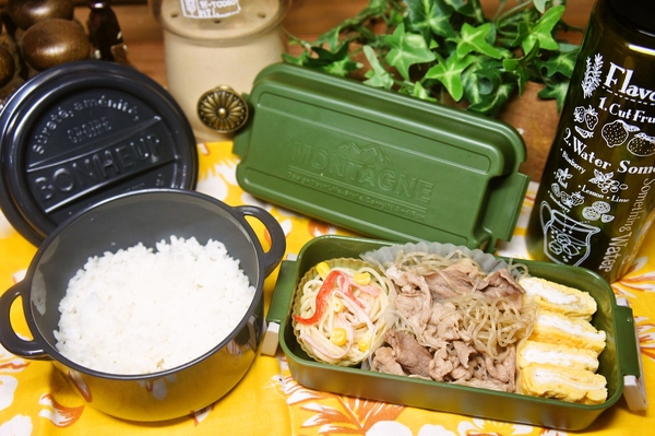 豚肉と春雨の炒め煮＆スパゲティサラダ弁当de長男のランチ