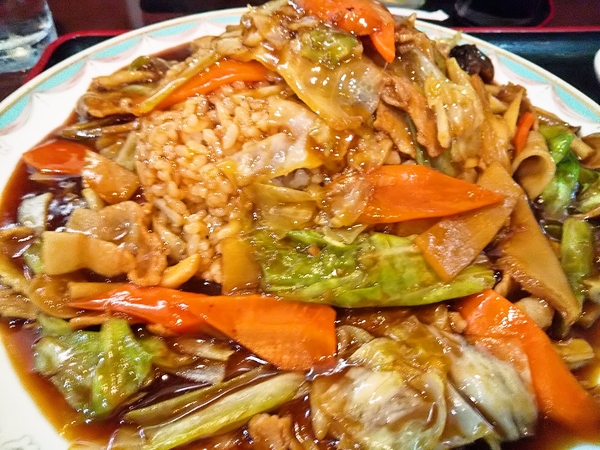 豚肉と野菜のあんかけご飯大盛り