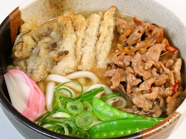 肉ごぼう舞茸天うどん
