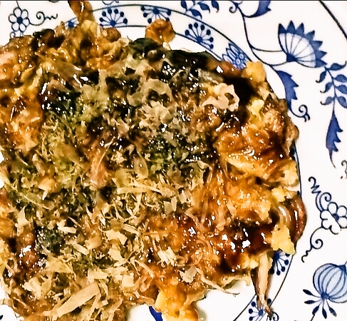 白菜とキャベツコラボのお好み焼き