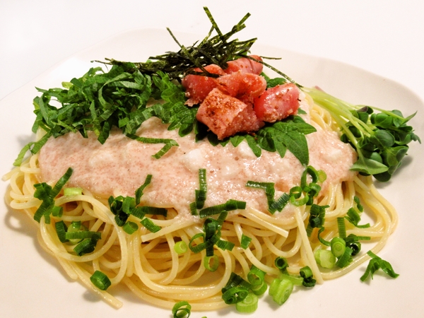 明太マヨとろろの和風パスタ