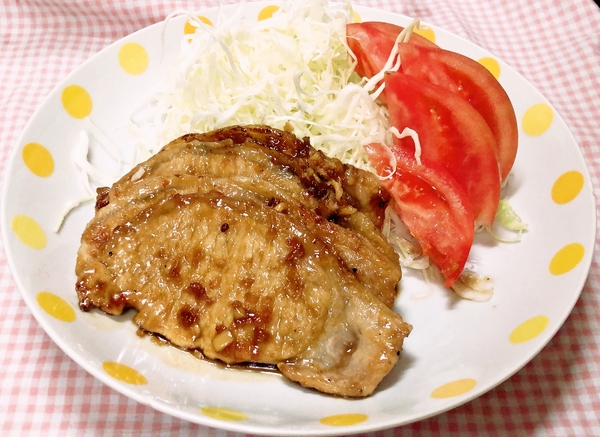 学校の課題の生姜焼き