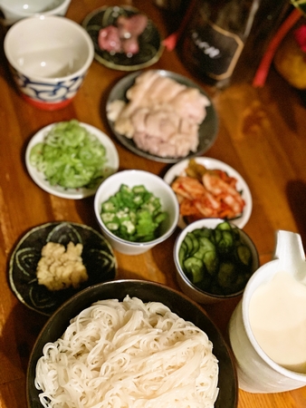 冷たい豆乳そうめん