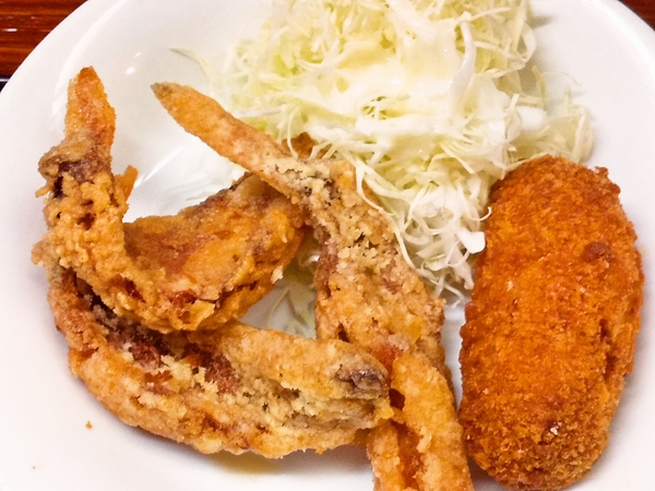 カサゴ。唐揚と海老クリームコロッケ