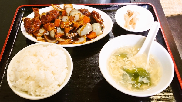 七福家＠京都の黒酢酢豚定食