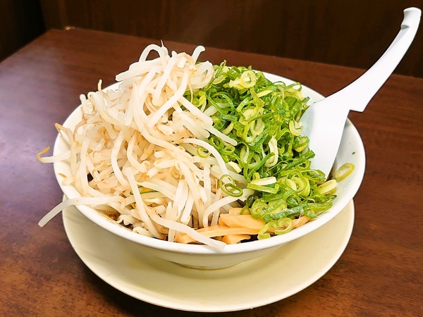たかばしラーメン並　ネギ＆もやしダブル　麺粉おとし