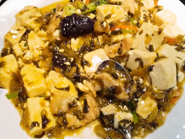 豚肉、高菜、豆腐炒め