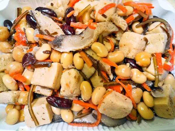 高野豆腐と五目豆煮