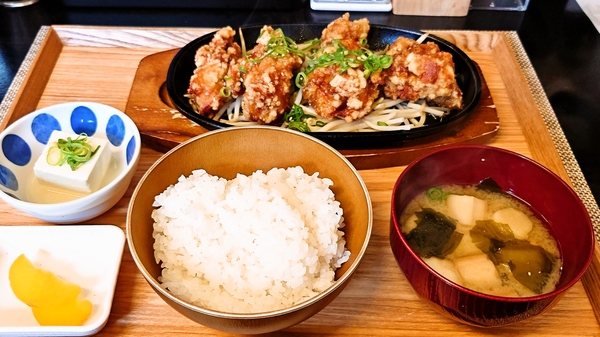 とりいち食堂＠京都・福知山の鉄板焼鶏のからあげ定食